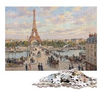 Paris Eiffel Tower Wooden Jigsaw Puzzle 500 Pieces, Rainy Day Puzzle