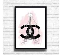 Paris Fashion Print, Pink Fashion Wall Art Posters Designer Bag Shoes Book Makeup Poster Gallery Art Print Picture Home Decor- A3, A4 Size frame options (A3 Framed (Black))