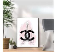 Paris Fashion Print, Pink Fashion Wall Art Posters Designer Bag Shoes Book Makeup Poster Gallery Art Print Picture Home Decor- A3, A4 Size frame options (A3 Print Only)