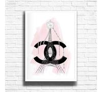 Paris Fashion Print, Pink Fashion Wall Art Posters Designer Bag Shoes Book Makeup Poster Gallery Art Print Picture Home Decor- A3, A4 Size frame options (A4 Framed (White))