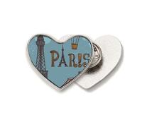 Paris Fire Ballon France Eiffel Tower Heart Metal Pin Brooch Clip Love