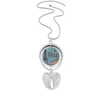 Paris Fire Ballon France Eiffel Tower Pendant Angel Wings Rotating Necklace Jewelry