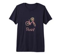 Paris Floral Bicycle Travel Abroad Study Romantic French Premium T-Shirt