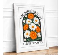 Paris Flower Market Botanical Framed Wall Art Print A4 (29.7×21cm) White, Wall Decor for Living Room, Bedroom, Office & Home, Ready to Hang, Art Gift
