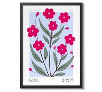Paris Flower Market Poster Floral Wall Decor Print Abstract Colourful Minimalist Travel Bedroom Art, Archival Matte, A2 (Black Frame) - 59.4x42cm