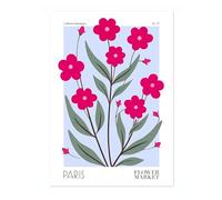 Paris Flower Market Poster Floral Wall Decor Print Abstract Colourful Minimalist Travel Bedroom Art, Archival Matte, A2 (Print Only) - 59.4x42cm