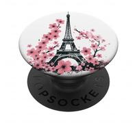 Paris Flowers Cherry Blossom Eiffel Tower PopSockets Adhesive PopGrip