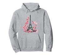 Paris Flowers Cherry Blossom Eiffel Tower Pullover Hoodie