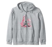 Paris Flowers Cherry Blossom Eiffel Tower Zip Hoodie