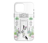 Paris France Aesthetic Chic Black Woman & Dog Flower Shop Case for iPhone 16 Pro Max
