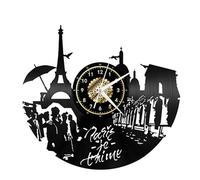 Paris France Cityscape Vinyl Record Wall Clock Wall Art 3D Handmade 12 inches Gift