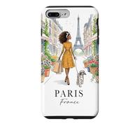 Paris France Cute Chic Black Woman Dog Flowers Eiffel Tower Case for iPhone 7 Plus/8 Plus