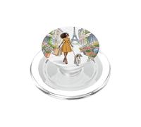 Paris France Cute Chic Black Woman Dog Flowers Eiffel Tower PopSockets PopGrip for MagSafe