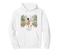 Paris France Cute Chic Black Woman Dog Flowers Eiffel Tower Pullover Hoodie
