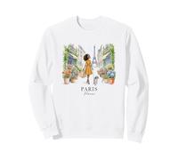 Paris France Cute Chic Black Woman Dog Flowers Eiffel Tower Sweatshirt
