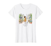 Paris France Cute Chic Black Woman Dog Flowers Eiffel Tower T-Shirt