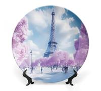 Paris France E-iffel Tower Spring Bone China Decorative Plates for Display Ceramic Ornament for Wall Decor Festival Wedding Gift