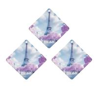 Paris France E-iffel Tower Spring Car Air Freshener 3-pack Aromatherapy Tablets Hanging Scented Cards for Rooms Bathrooms Wardrobe Rhombus