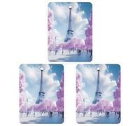 Paris France E-iffel Tower Spring Car Air Freshener 3-pack Aromatherapy Tablets Hanging Scented Cards for Rooms Bathrooms Wardrobe Square
