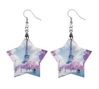 Paris France E-iffel Tower Spring Classic Wooden Earrings Featherlight Artistic Pendant Earring Hooks Vintage Jewelry for Women