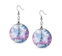 Paris France E-iffel Tower Spring Classic Wooden Earrings Featherlight Artistic Pendant Earring Hooks Vintage Jewelry for Women