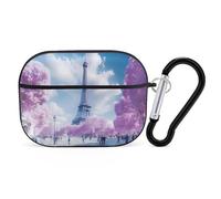 Paris France E-iffel Tower Spring Compatible with Airpods Pro Case Cover Hard Cases with Durable Hanging Buckle Charging Visible LED