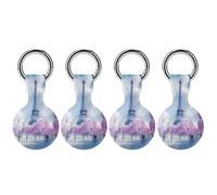 Paris France E-iffel Tower Spring Compatible with Airtag Locator Silicone Protective Case with Keychain 4PCS