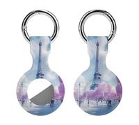 Paris France E-iffel Tower Spring Compatible with Airtag Locator Silicone Protective Case with Keychain 1PCS