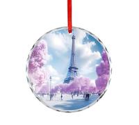 Paris France E-iffel Tower Spring Hanging Glass Ornament Christmas Tree Decoration Pendant Happy Engagement Gift for Wedding