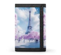 Paris France E-iffel Tower Spring Mens Trifold Wallet Classic Credit Card Case Slim Purse with ID Window