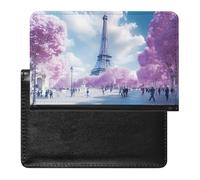Paris France E-iffel Tower Spring Passport Holder Cover Wallet with ID Card Slot Slim Travel RFID Blocking Case Protector Essentials for Women Men