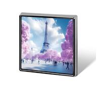 Paris France E-iffel Tower Spring Square Badge Pin Metal Memorial Brooch Button Lapel Pins for Backpack Wedding