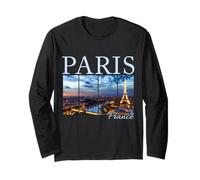 Paris France Eiffel Tower Cityscape Pride Skyline Long Sleeve T-Shirt