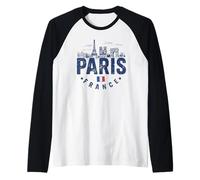 Paris France Eiffel Tower Cityscape Travel Sight Souvenir Raglan Baseball Tee