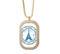 Paris France Eiffel Tower Classic Country City Necklace Pendant Diamond Crystal Golden Jewelry