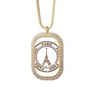 Paris France Eiffel Tower Classic Country City Necklace Pendant Diamond Crystal Golden Jewelry