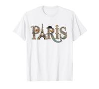 Paris France Eiffel Tower Croissant Art Travel Souvenir T-Shirt