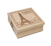 Paris France Eiffel Tower Destination Travel Square Rubber Stamp for Stamping Crafting - 1.25in Small