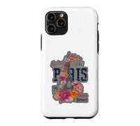 Paris France Eiffel Tower Floral Graphic Design Salut Vous Case for iPhone 11 Pro