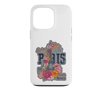 Paris France Eiffel Tower Floral Graphic Design Salut Vous Case for iPhone 13 Pro