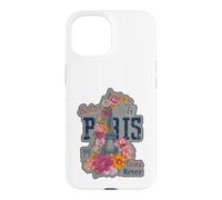 Paris France Eiffel Tower Floral Graphic Design Salut Vous Case for iPhone 15