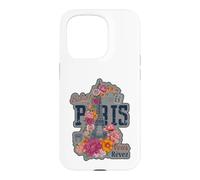 Paris France Eiffel Tower Floral Graphic Design Salut Vous Case for iPhone 15 Pro