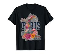 Paris France Eiffel Tower Floral Graphic Design Salut Vous Value Graphic T-Shirt