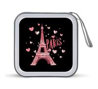 Paris France Eiffel Tower Souvenir CD Case Holder Portable 40 Capacity DVD Wallet Storage Organizer for Car Travel