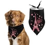 Paris France Eiffel Tower Souvenir Dog Bandana Adjustable Pet Scarf Bib Cute Triangle Handkerchief for Dogs Cats Gifts