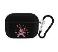 Paris France Eiffel Tower Souvenir Headphone Case Compatible with AirPods Pro PC Shell Carrying Case with Keychain Black-style
