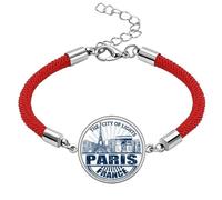 Paris France Flag Eiffel Tower Architecture Lucky Red String Bracelet Rope Bracelet Handmade