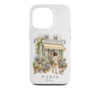 Paris France Flower Shop Chic Woman & Dog Aesthetic Design Case for iPhone 13 Pro