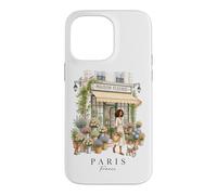 Paris France Flower Shop Chic Woman & Dog Aesthetic Design Case for iPhone 14 Pro Max