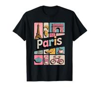 Paris France Iconic Landmarks Retro Vintage Collage Souvenir T-Shirt